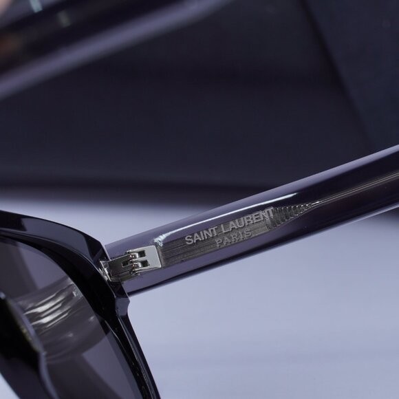 Saint Laurent SL558 003 Square Sunglasses - Black/Transparent Black - Picture 11 of 12